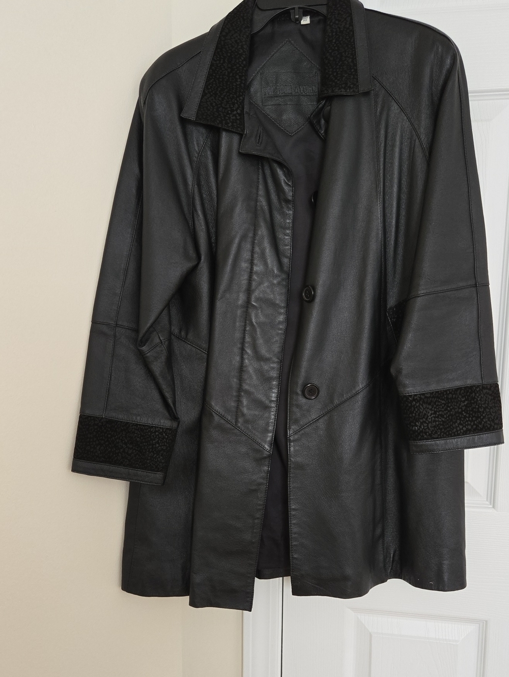 Classic Black Leather Coat - Women
